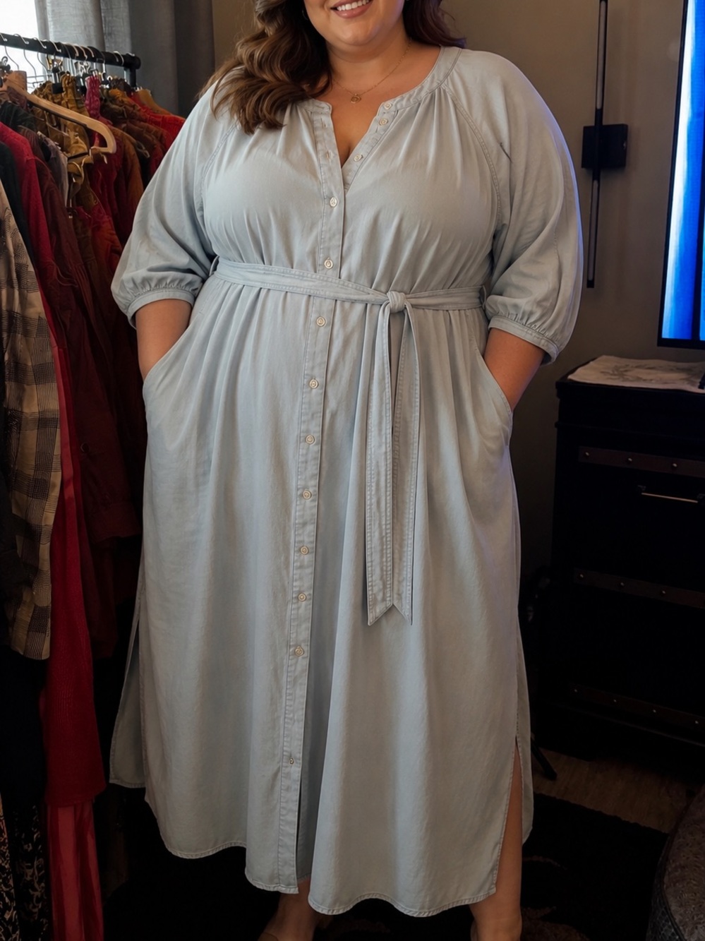 Lane Bryant Midi Chambray Dress - Size 18 - A051